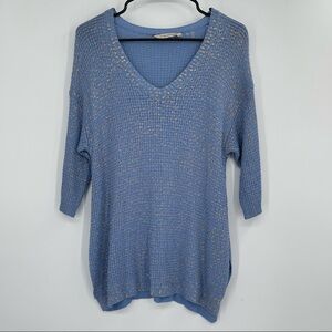 Soft Surroundings Blue and Gold Dolman Short Sleeve Sweater​